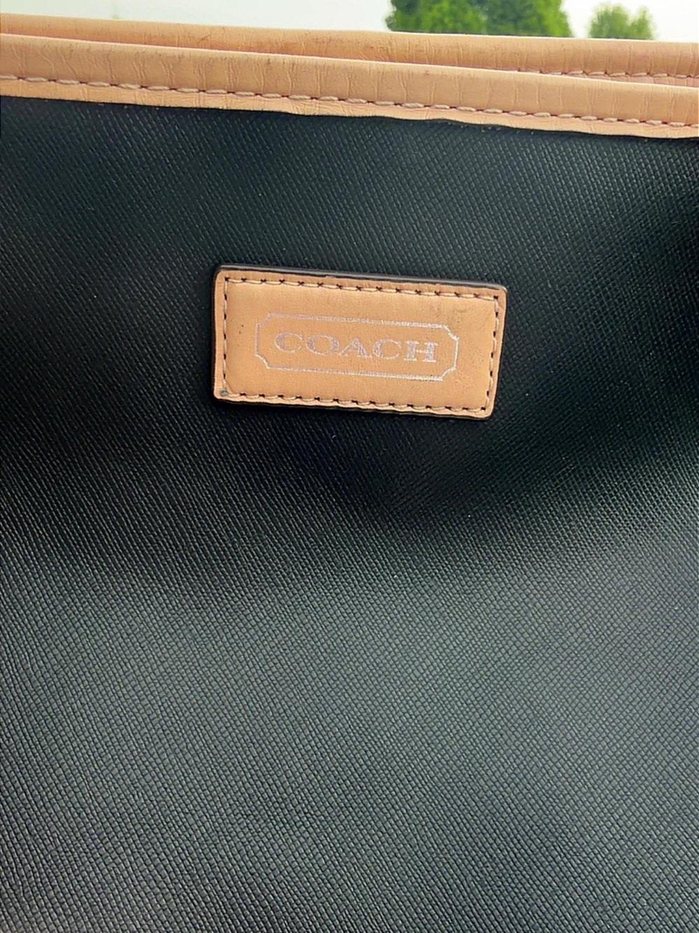 Coach Black Tote with Tan Trim and Handles - Picture 2 of 6
